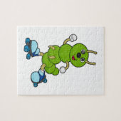 Caterpilaar bij gealigneerde schaatsen met rollers legpuzzel (Horizontaal)
