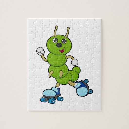 Caterpilaar bij gealigneerde schaatsen met rollers legpuzzel (Verticaal)