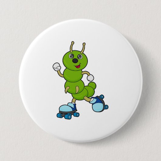 Caterpilaar bij gealigneerde schaatsen met rollers ronde button 7,6 cm (Voorkant)