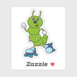 Caterpilaar bij gealigneerde schaatsen met rollers sticker