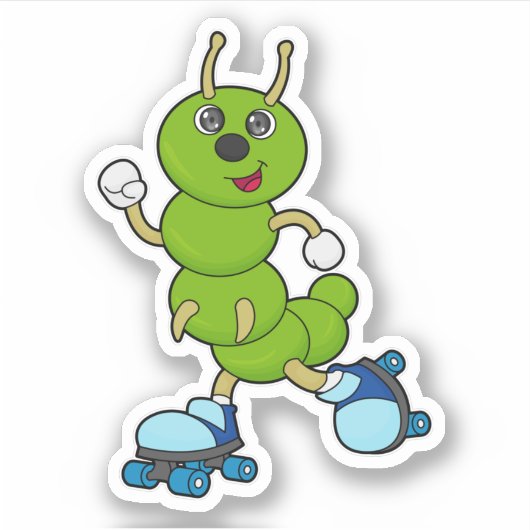 Caterpilaar bij gealigneerde schaatsen met rollers sticker (Voorkant)