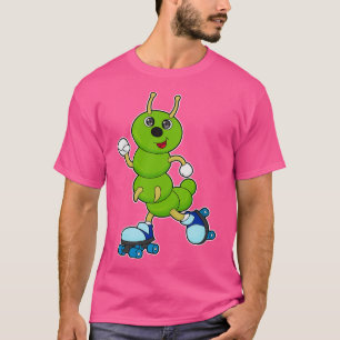Caterpilaar bij gealigneerde schaatsen met rollers t-shirt
