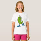 Caterpilaar bij gealigneerde schaatsen met rollers t-shirt (Voorkant volledig)