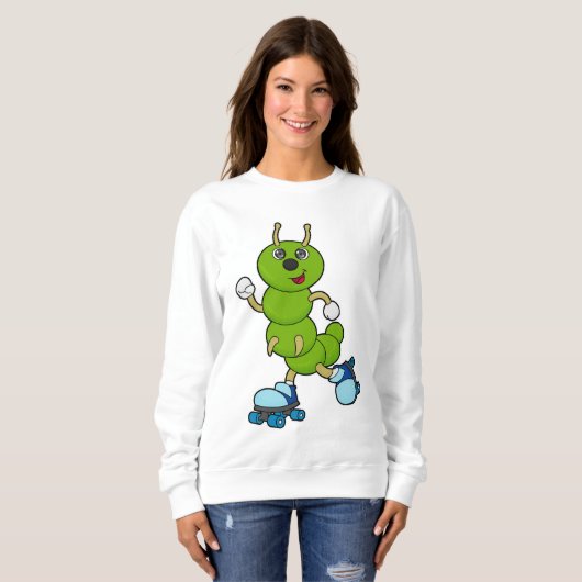 Caterpilaar bij gealigneerde schaatsen met rollers trui (Voorkant volledig)