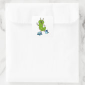 Caterpilaar bij gealigneerde schaatsen met rollers vierkante sticker (Tas)