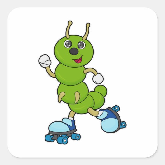 Caterpilaar bij gealigneerde schaatsen met rollers vierkante sticker (Voorkant)