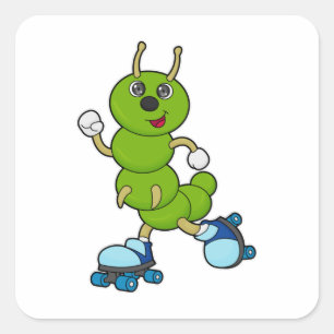 Caterpilaar bij gealigneerde schaatsen met rollers vierkante sticker