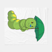 Caterpilaar bij Raining met Umbrella Fleece Deken (Voorkant (Horizontaal))