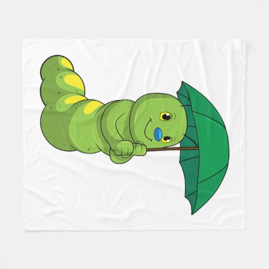 Caterpilaar bij Raining met Umbrella Fleece Deken (Voorkant (Horizontaal))