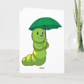 Caterpilaar bij Raining met Umbrella Kaart (Achterkant)