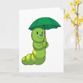 Caterpilaar bij Raining met Umbrella Kaart (Gele Bloem)