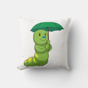 Caterpilaar bij Raining met Umbrella Kussen