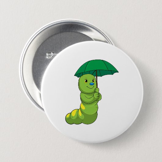 Caterpilaar bij Raining met Umbrella Ronde Button 7,6 Cm (Voorkant /achterkant)
