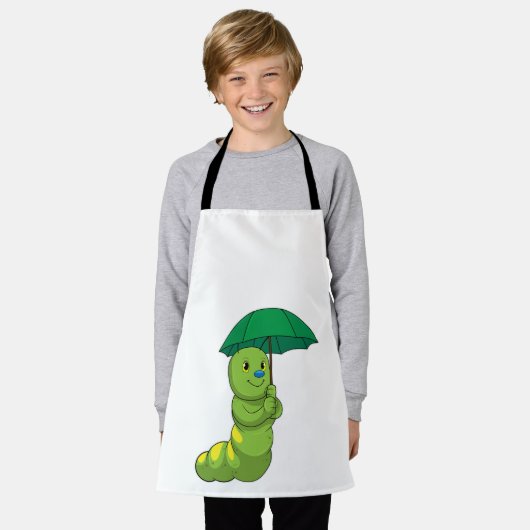 Caterpilaar bij Raining met Umbrella Schort (Gedragen)