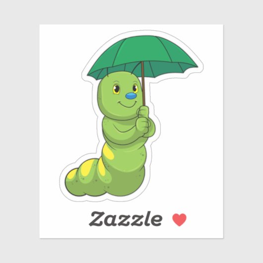 Caterpilaar bij Raining met Umbrella Sticker (Vel)