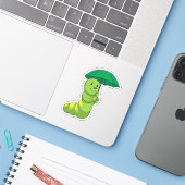 Caterpilaar bij Raining met Umbrella Sticker (Laptop met iPhone)