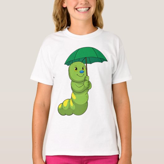 Caterpilaar bij Raining met Umbrella T-shirt (Voorkant)