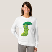Caterpilaar bij Raining met Umbrella T-shirt (Voorkant volledig)