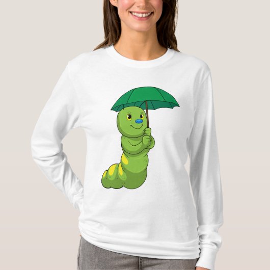 Caterpilaar bij Raining met Umbrella T-shirt (Voorkant)