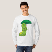 Caterpilaar bij Raining met Umbrella T-shirt (Voorkant volledig)