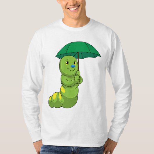 Caterpilaar bij Raining met Umbrella T-shirt (Voorkant)