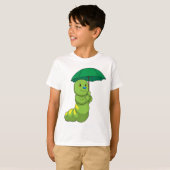 Caterpilaar bij Raining met Umbrella T-shirt (Voorkant volledig)