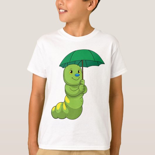 Caterpilaar bij Raining met Umbrella T-shirt (Voorkant)