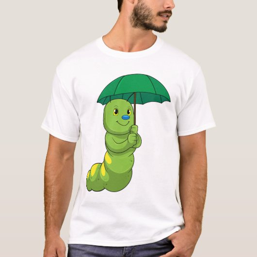 Caterpilaar bij Raining met Umbrella T-shirt (Voorkant)