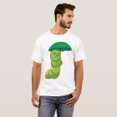 Caterpilaar bij Raining met Umbrella T-shirt (Voorkant volledig)