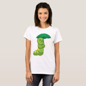 Caterpilaar bij Raining met Umbrella T-shirt (Voorkant volledig)