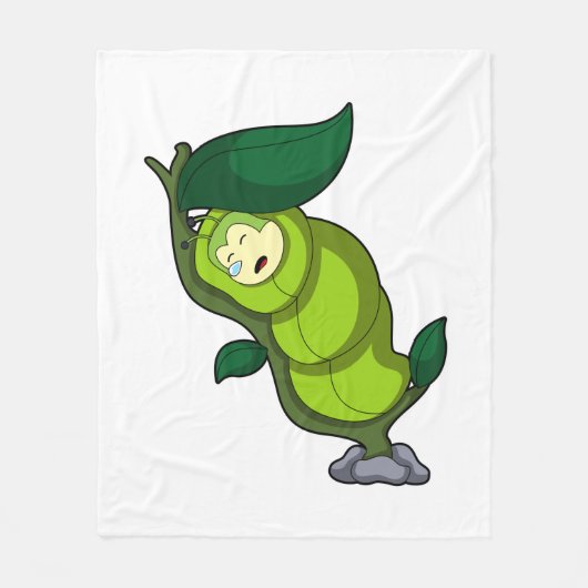 Caterpilaar bij slaapstand met lef fleece deken (Voorkant)