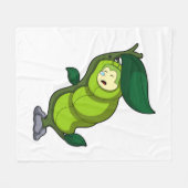 Caterpilaar bij slaapstand met lef fleece deken (Voorkant (Horizontaal))