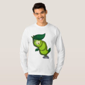 Caterpilaar bij slaapstand met lef t-shirt (Voorkant volledig)