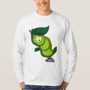 Caterpilaar bij slaapstand met lef t-shirt