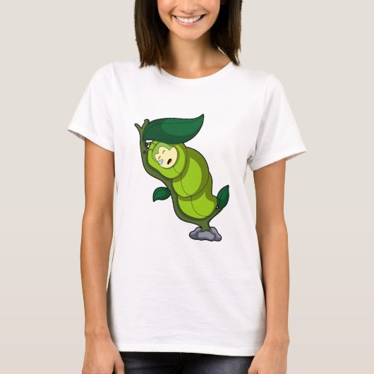 Caterpilaar bij slaapstand met lef t-shirt (Voorkant)