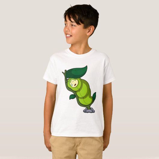 Caterpilaar bij slaapstand met lef t-shirt (Voorkant volledig)