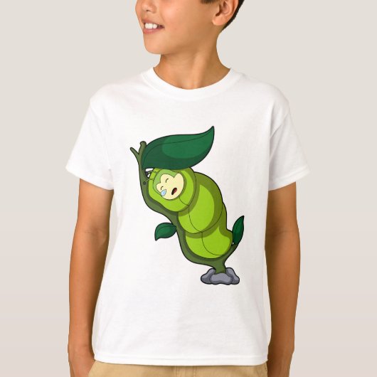 Caterpilaar bij slaapstand met lef t-shirt (Voorkant)
