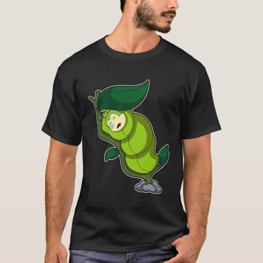 Caterpilaar bij slaapstand met lef t-shirt (Voorkant)
