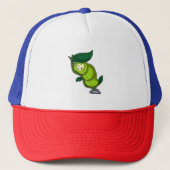 Caterpilaar bij slaapstand met lef trucker pet (Voorkant)