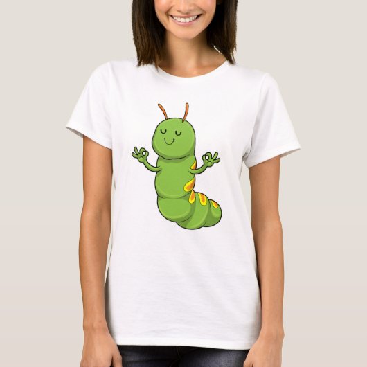 Caterpilaar bij Yoga Meditation T-shirt (Voorkant)