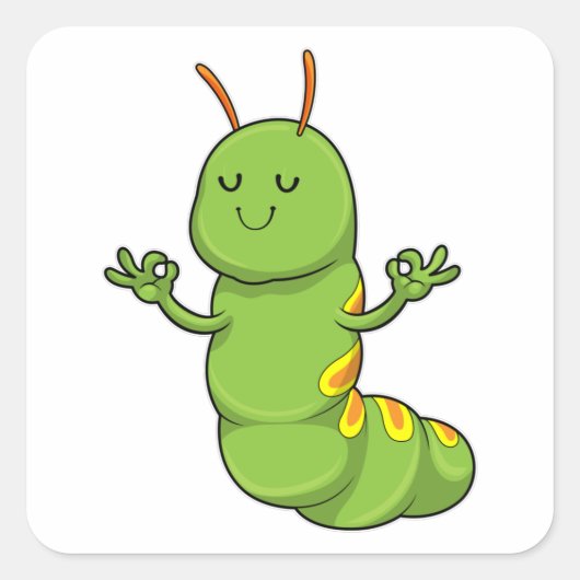 Caterpilaar bij Yoga Meditation Vierkante Sticker (Voorkant)