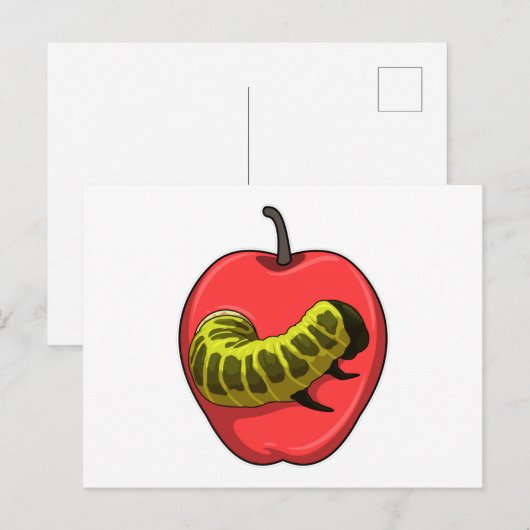 Caterpilaar met Apple Briefkaart (Voorkant / Achterkant)