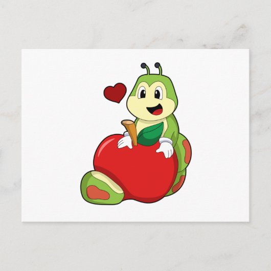 Caterpilaar met Apple Briefkaart (Voorkant)
