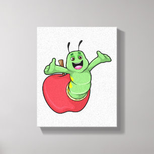 Caterpilaar met Apple Canvas Afdruk