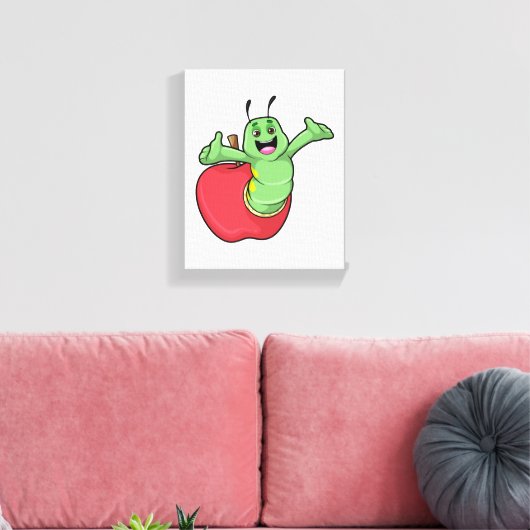 Caterpilaar met Apple Canvas Afdruk (Insitu (Woonkamer))