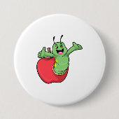 Caterpilaar met Apple Ronde Button 7,6 Cm (Voorkant)