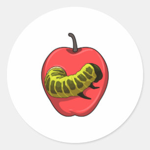 Caterpilaar met Apple Ronde Sticker