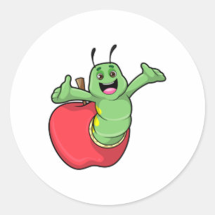 Caterpilaar met Apple Ronde Sticker
