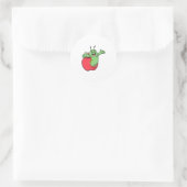 Caterpilaar met Apple Ronde Sticker (Tas)