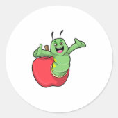 Caterpilaar met Apple Ronde Sticker (Voorkant)